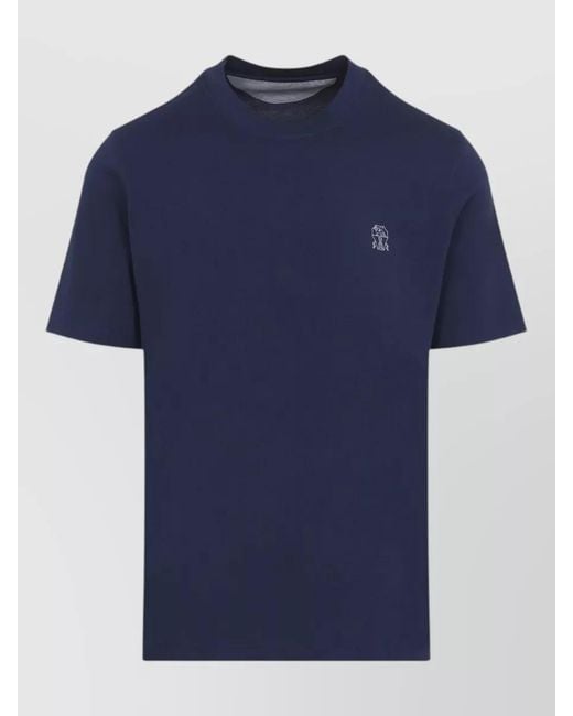 Brunello Cucinelli Blue Cadetto Cotton T Shirt Regular Fit for men