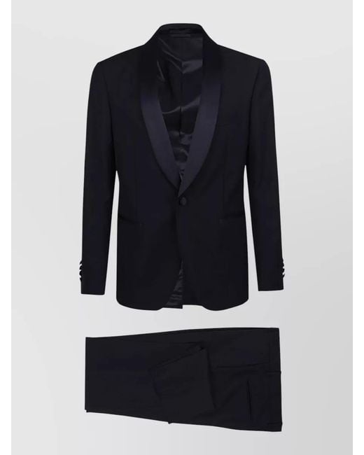 Lardini Blue Tuxedo Suit Narrow Fit Shawl Collar for men
