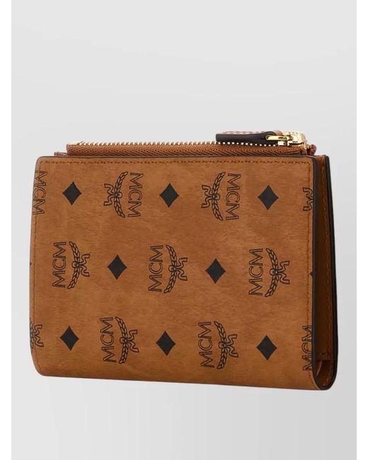 MCM Brown Printed Canvas Cardholder