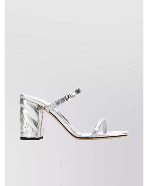 McQueen White Leather Heeled Mules