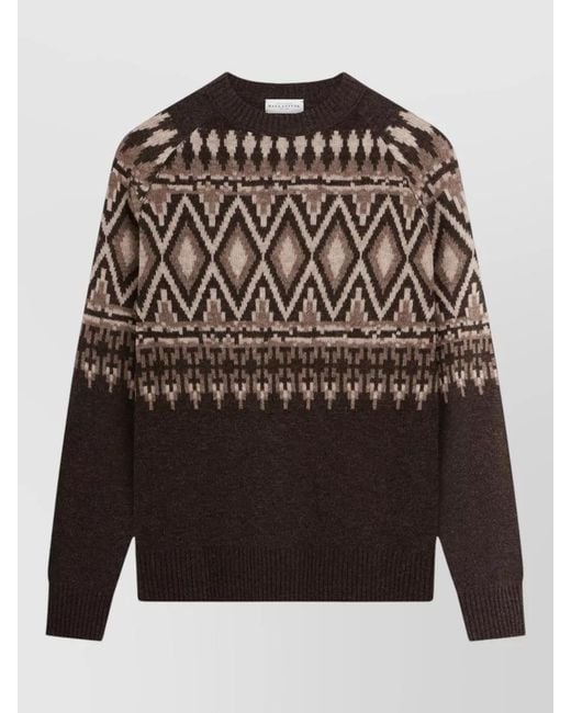 Ballantyne Multicolor Geometric Intarsia Wool Jumper for men