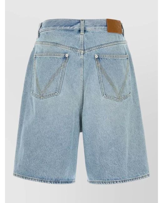 Bottega Veneta Blue Denim Bermuda Shorts Belt Loops Contrast Stitching for men