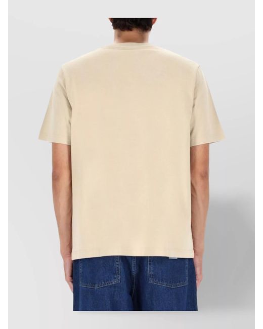 Maison Kitsuné Blue Cotton Embroidered T-Shirt for men