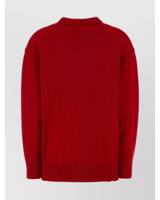 Prada Red Virgin Wool Oversized Jumper