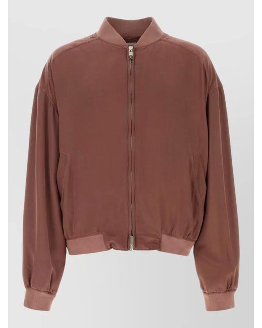 Versace Brown Silk Oversized Bomber Jacket for men