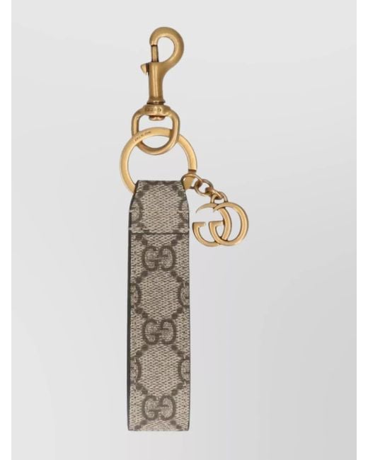 Gucci White Printed Canvas Keyring for men