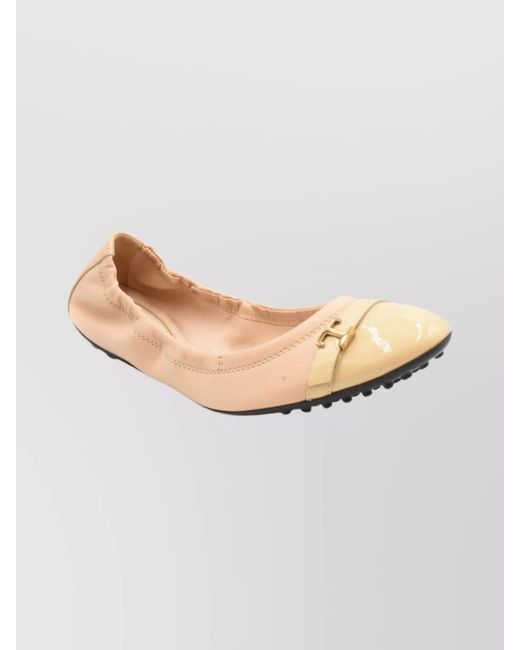 Tod's Natural Leather Ballet Loafers