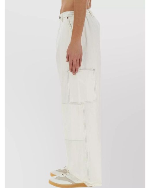 MM6 by Maison Margiela Black Cotton Wide-Leg Trousers for men