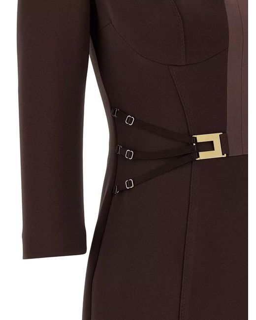 Elisabetta Franchi Brown Logo Mini Dress