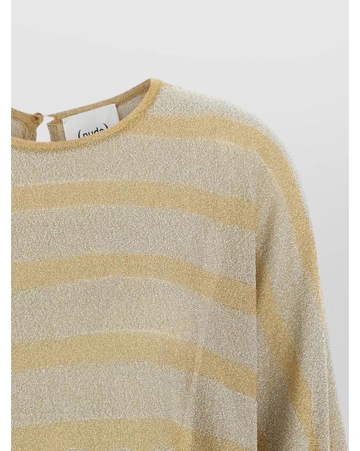 Nude Natural Lurex Sweater Round Neck Striped Design