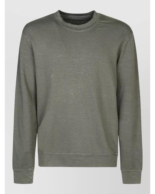 Original Vintage Gray Linen Cotton Blend Sweatshirt Round Neck for men