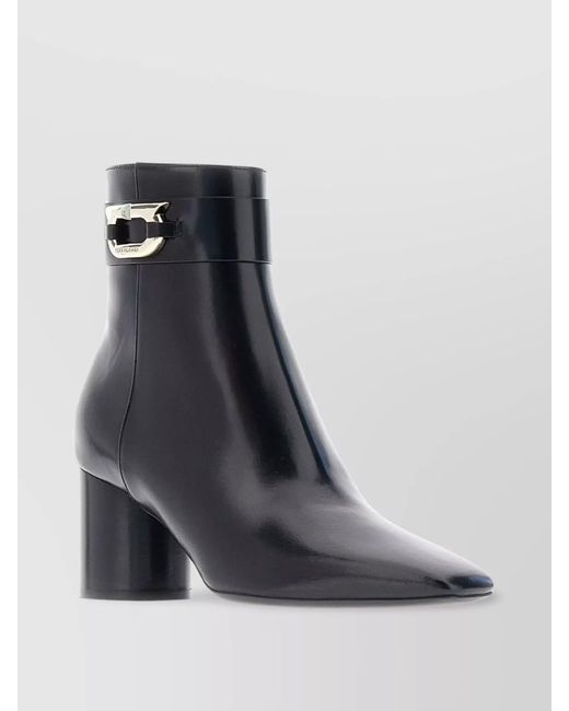 Ferragamo Black Leather Ankle Boots