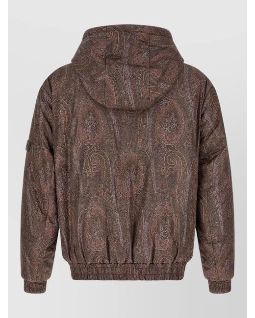 Etro Brown Paisley Hooded Puffer Jacket for men