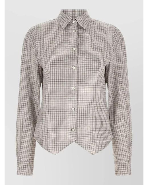 Maison Margiela Gray Checked Cotton Pointed Hem Shirt