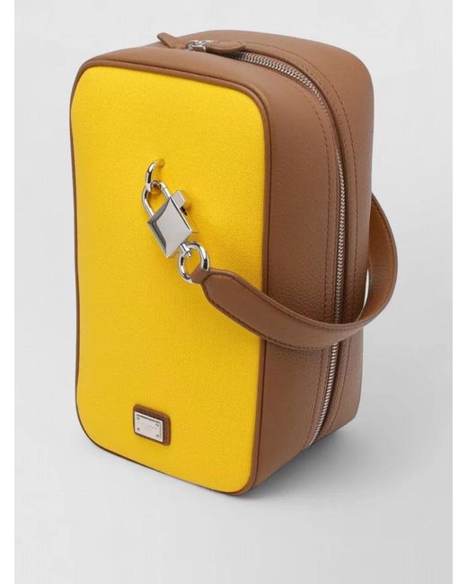 Dolce & Gabbana Yellow Leather And Canvas Shoulder Bag for men