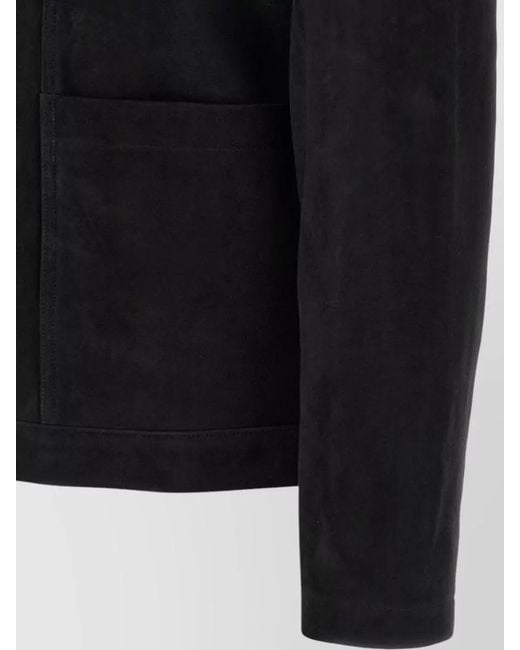 Giorgio Brato Black Fiore Suede Jacket Collared Design Pockets for men