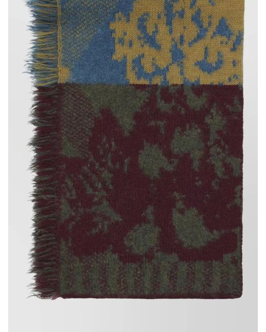 Dries Van Noten Blue Mati Scarf Floral Geometric Patchwork Design for men