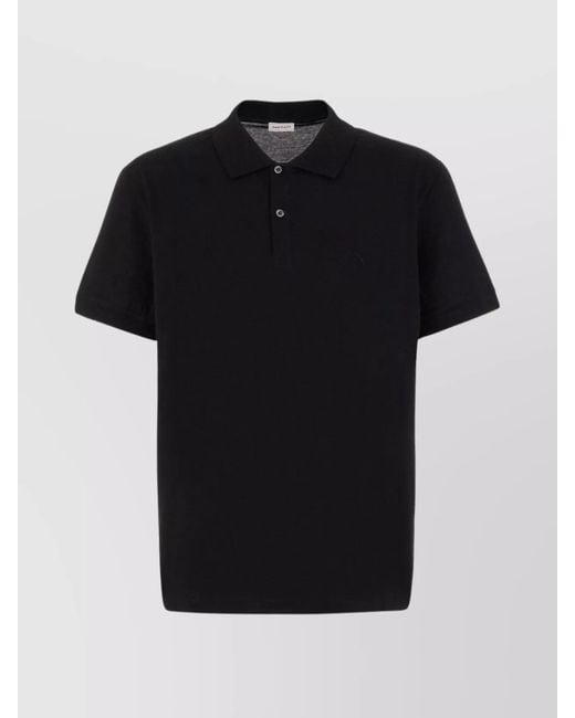 McQueen Black Ribbed Cotton Piqué Polo Shirt for men