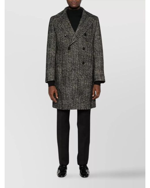 Tagliatore Gray Wool Blend Double-Breasted Coat for men