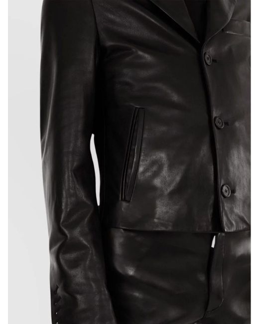 Ferragamo Black Nappa Leather Slim-Fit Single-Breasted Blazer for men
