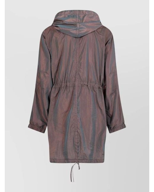 Dries Van Noten Gray Long Hooded Parka Jacket Drawstring Waist for men