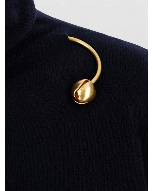 Alberta Ferretti Blue Wool Blend Sweater Turtleneck Accents