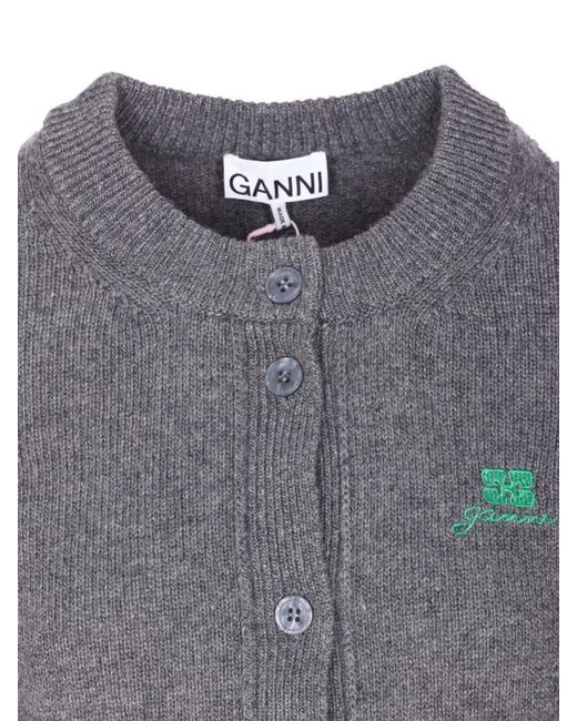 Ganni Blue Wool Cardigan