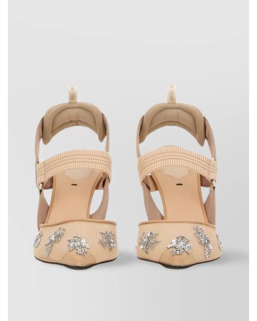 Fendi Natural Hummingbird Lite Mesh Embellished Pumps