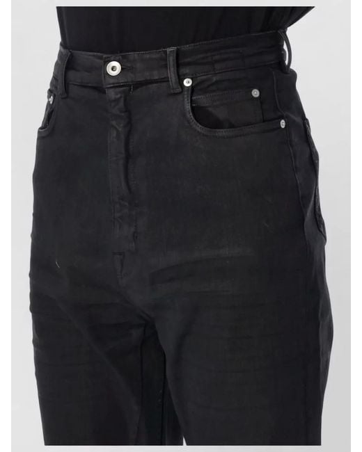 Rick Owens Black High Waist Bootcut Coated Denim Jeans for men
