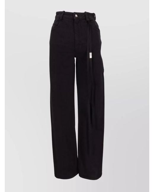 Ann Demeulemeester Blue Denim Slim-Fit Cropped Wide-Leg Trousers