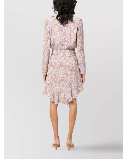IRO Pink Graphic Print Short Wrap Dress