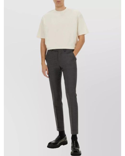 PT Torino White Trousers With Back Pockets And Cuffed Hem for men