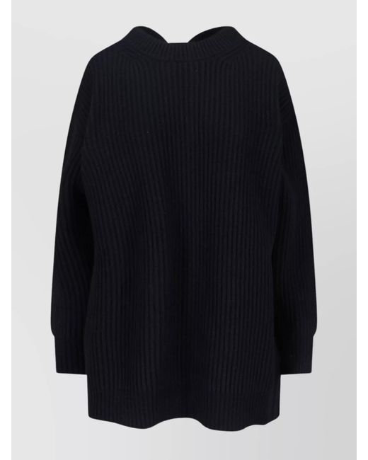 MM6 by Maison Margiela Blue Oversized Wool-Blend Crewneck Cardigan