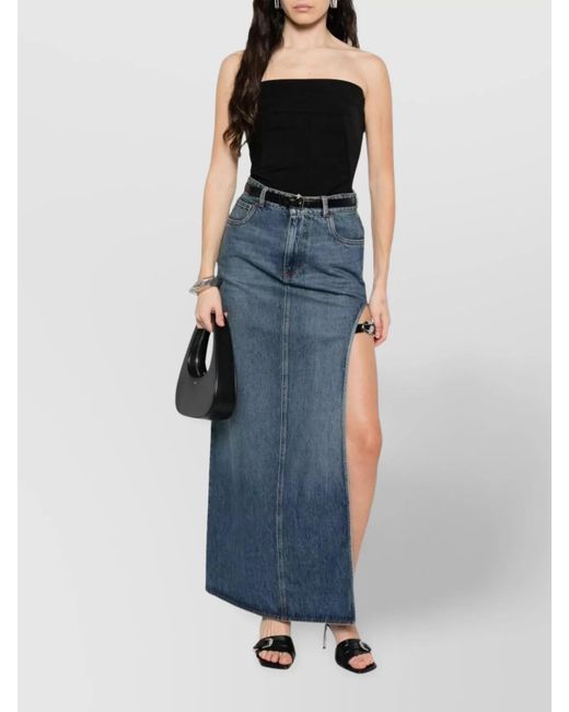 Coperni Blue Denim High-Rise Side-Split Knee-Length Skirt