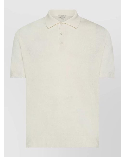 SEVENTY VENEZIA White Polo Shirt Collar Ribbed Cuffs Hem for men