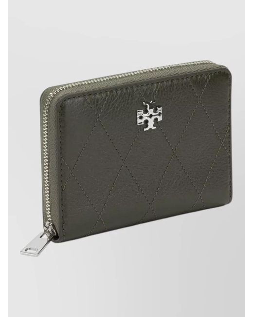 Tory Burch Green Quilted Keyring And Card Holder Accessory