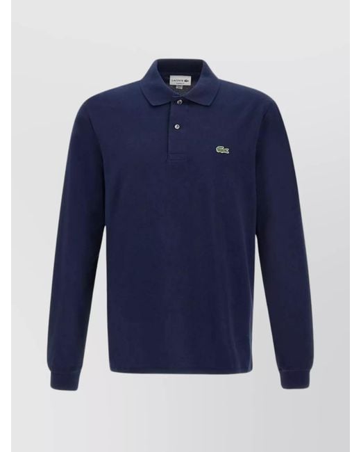 Lacoste Blue Long-Sleeve Cotton Polo Shirt for men