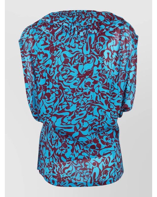 Dries Van Noten Blue Cotton Clematis Blouse