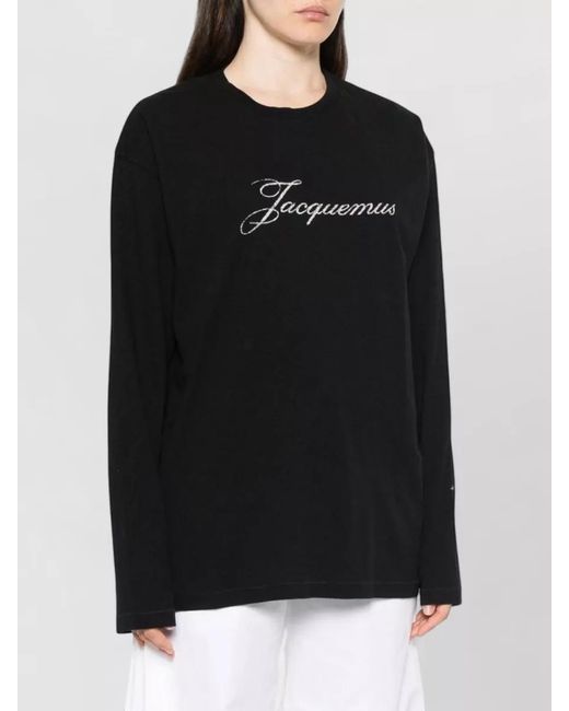 Jacquemus Black Logo Cotton Lounge T-Shirt Long Sleeves