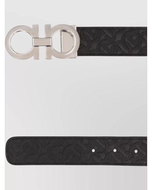 Ferragamo Black Leather Reversible Belt for men