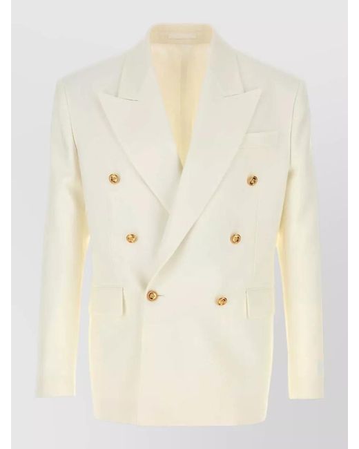 Versace Natural Virgin Wool Single-Breasted Blazer for men