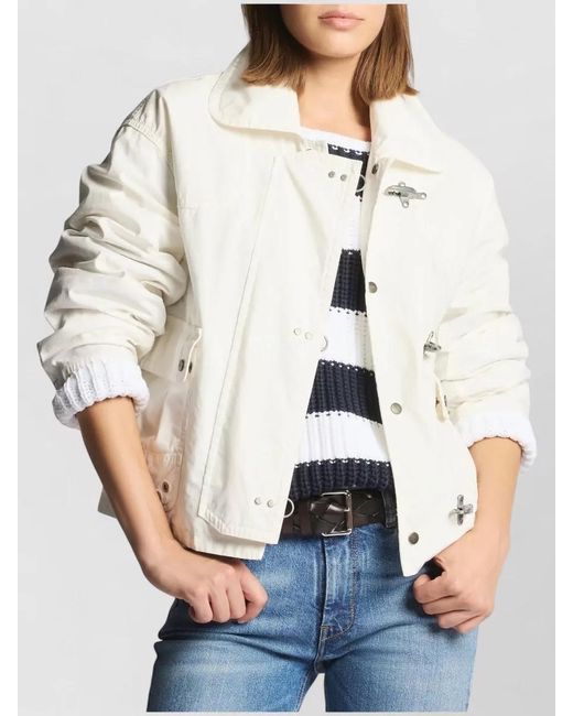 Fay Natural Jacket Straight Cut Collared Neck Front Pockets