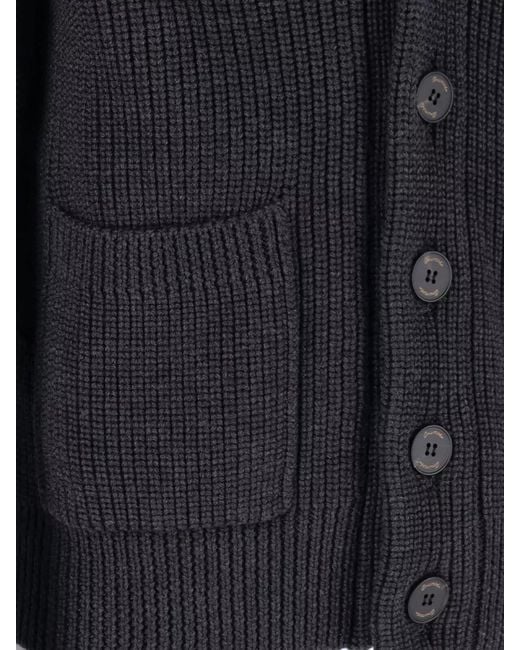 Drumohr Blue Shawl Collar Crewneck Coat Front Pockets for men