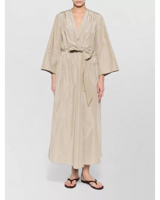 Forte_forte Natural V-Neck Belted Midi Dress