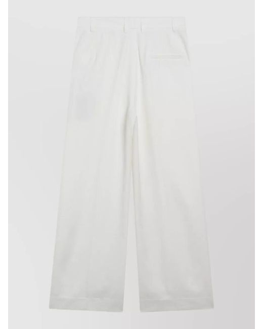 Frankie Shop White Brickell Wool Blend Trousers Wide Leg