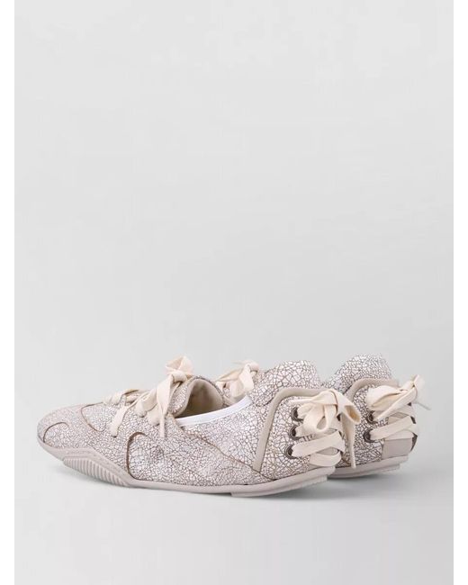 Acne Natural Bilaria Flat Lace Up Leather Ballerina