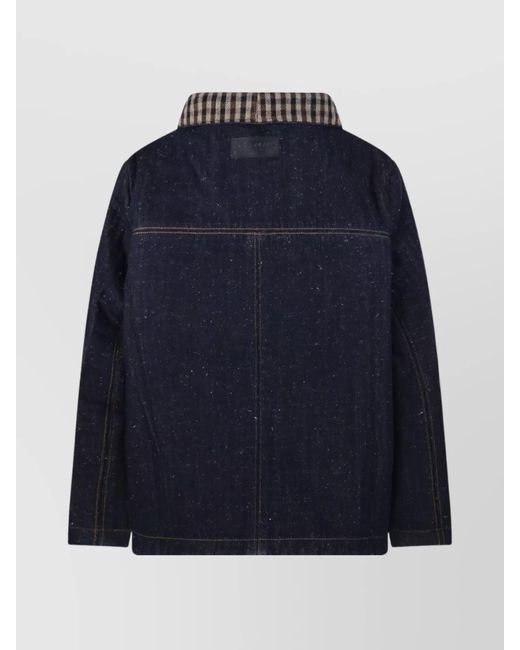 Ganni Blue Bonded Denim Jacket Stitch Detailing