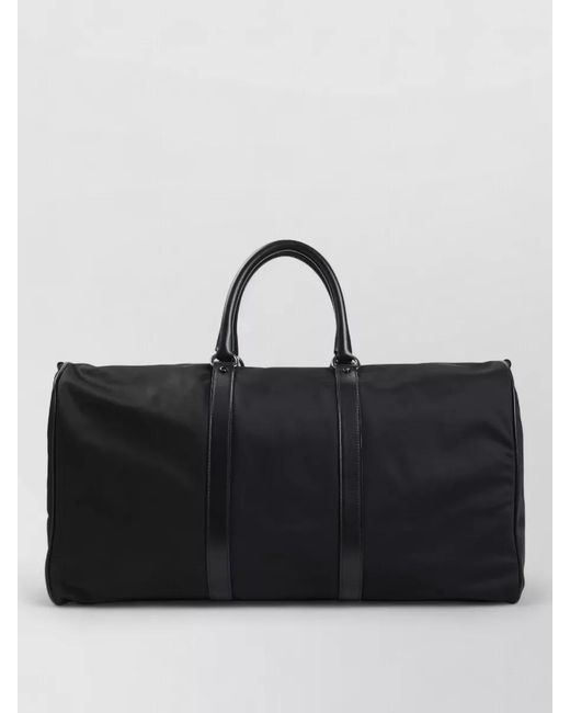 Kiton Black Polyamide Travel Bag Detachable Shoulder Strap for men