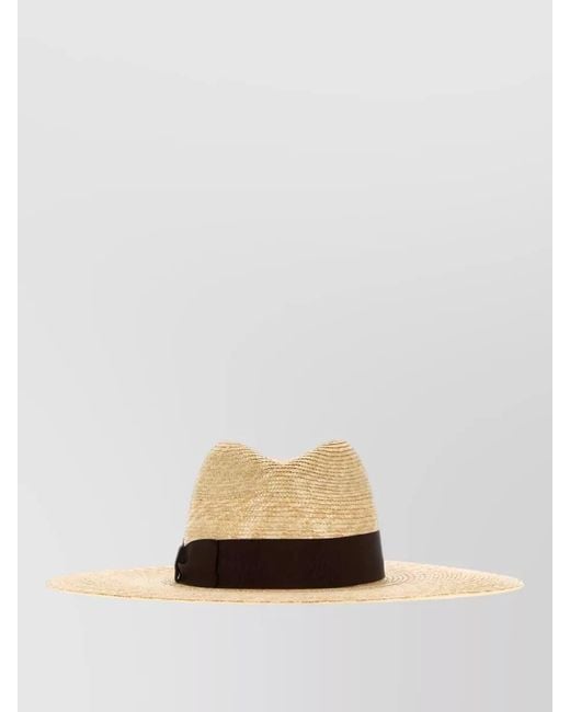 Borsalino Multicolor Sophie Straw Hat Wide Brim Ribbon Band