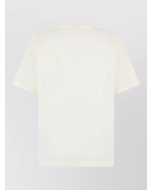 Drole de Monsieur White Cotton Crew Neck T Shirt Embroidery for men